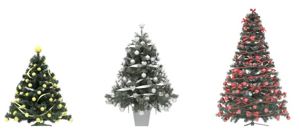 Árvore Natal Com Decorações Presentes Isolados Fundo Branco — Fotografia de Stock