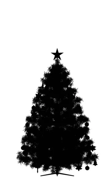 白い背景に隔離されたクリスマスツリーシルエット — ストック写真