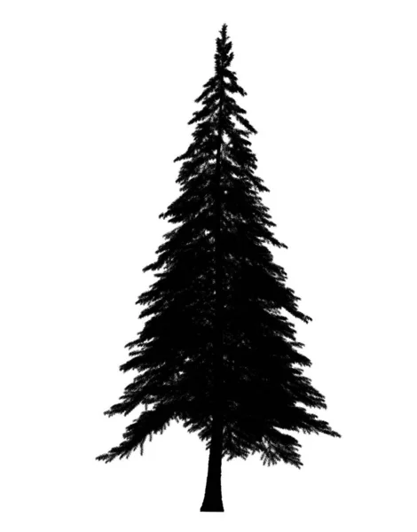 Черный Силуэт Сосны Рождественская Елка Изолирована Белом Фоне Дизайн Баннеров — стоковое фото