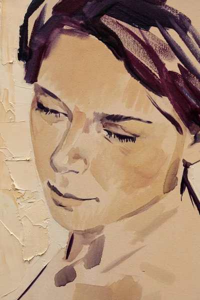 Retrato Una Mujer Joven Pintura Óleo Hecho Mano —  Fotos de Stock