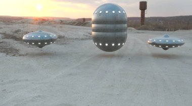 UFO 'nun fotorealistik görselleştirmesi, 3 boyutlu canlandırma