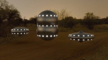 UFO 'nun fotorealistik görselleştirmesi, 3 boyutlu canlandırma