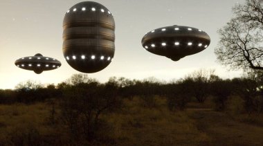 UFO 'nun fotorealistik görselleştirmesi, 3 boyutlu canlandırma