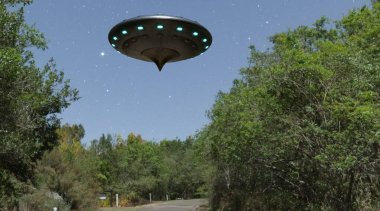 photorealistic visualization of ufo, 3d render clipart