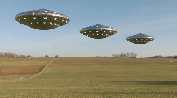 Фотореалістична Візуалізація Ufo Візуалізація — стокове фото