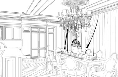 3D klasik iç taslak