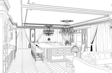 3D klasik iç taslak