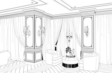 3D klasik iç taslak