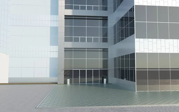 Renderizado Exterior Edificio Moderno — Foto de Stock