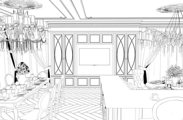 Ilustração Clássico Interior Projecto — Fotografia de Stock