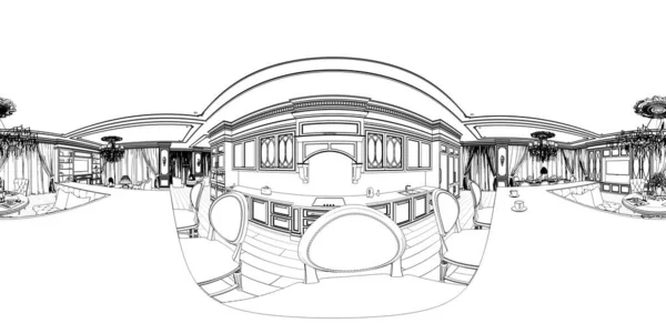 Иллюстрация Классического Черновика Интерьера — стоковое фото