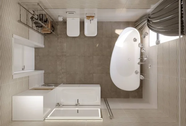 モダンなバスルームのインテリアの3Dレンダリング — ストック写真