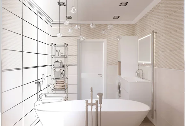 Render Modern Fürdőszoba Belső — Stock Fotó