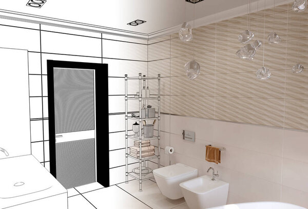 Render Modern Bathroom Interior Stock Image