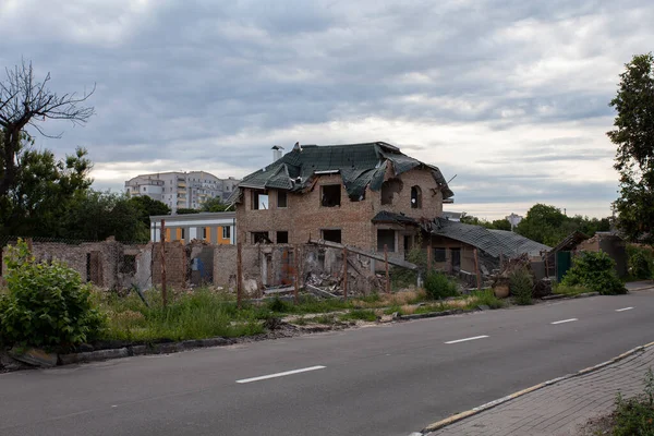 Facade Building Town Bucha Damaged Result War — Photo
