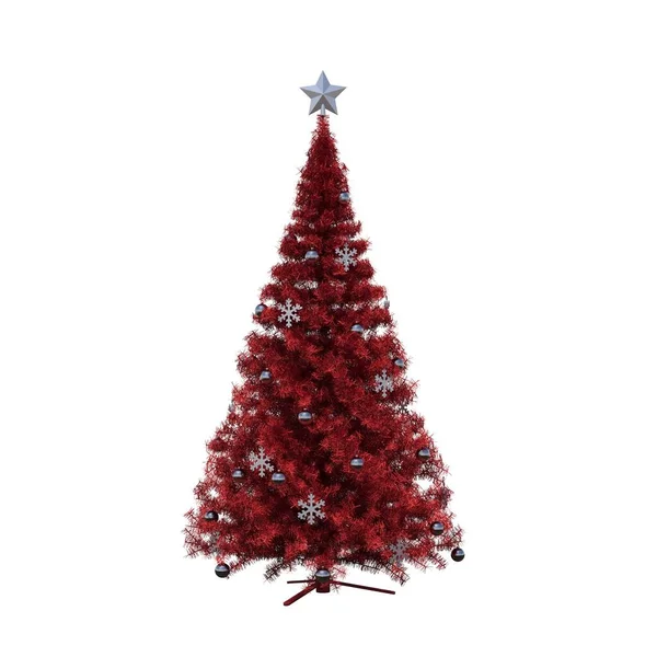 Árvore Natal Com Decorações Isoladas Fundo Branco — Fotografia de Stock