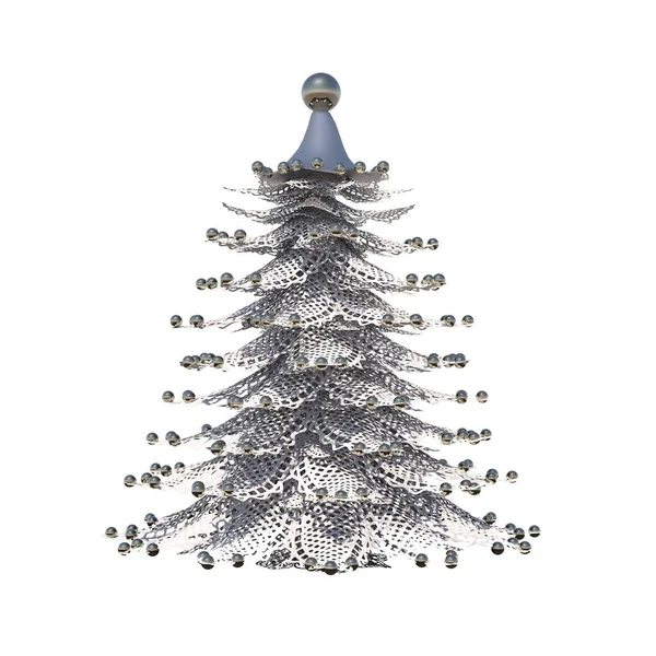 Vánoční Stromeček Dekoracemi Izolované Bílém Pozadí — Stock fotografie