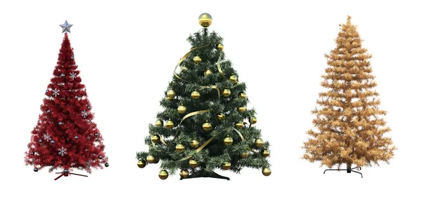 Christmas Trees Decorations Isolated White Background — Stock Photo, Image