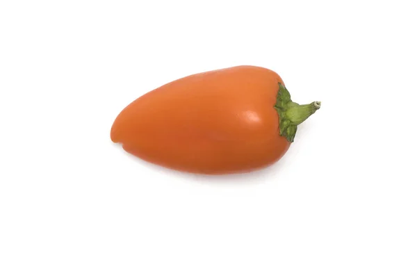 Färgat Mellanmål Bell Pepper Pod Orange Isolerad Vit Bakgrund Paprika — Stockfoto