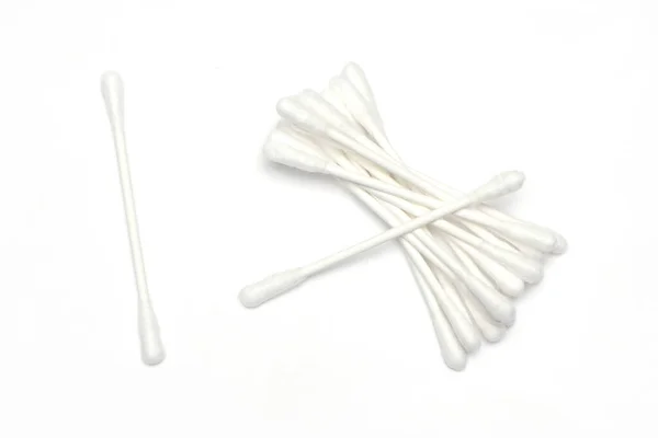 Bunch Cotton Swabs Single One Next Isolated White Background — Stockfoto