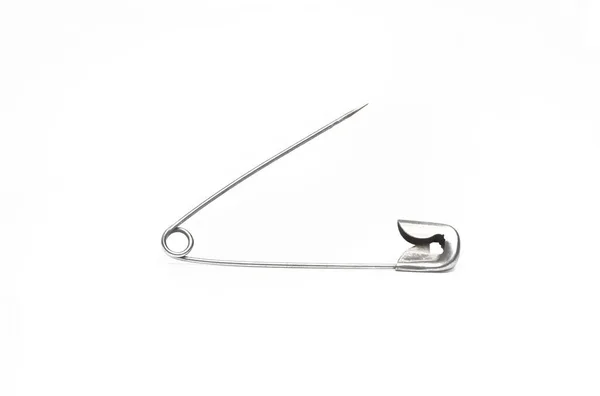 Close Opened Safety Pin White Background — Zdjęcie stockowe