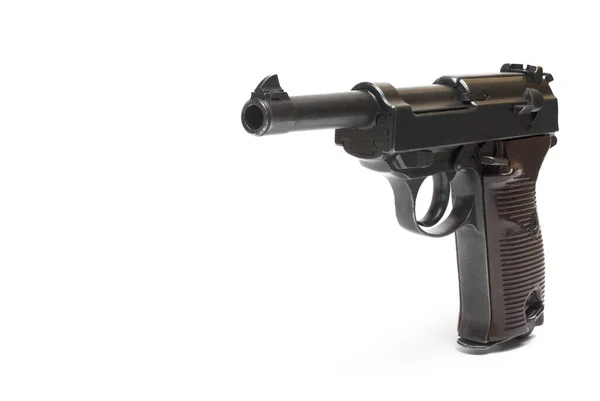 Zijaanzicht Close Van Een Ouder Klassiek Semi Automatisch Pistool Met — Stockfoto