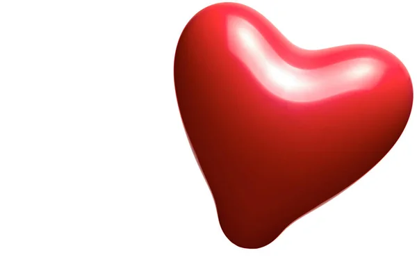Close Balão Vermelho Cheio Forma Coração Conceito Fundo Branco Para — Fotografia de Stock