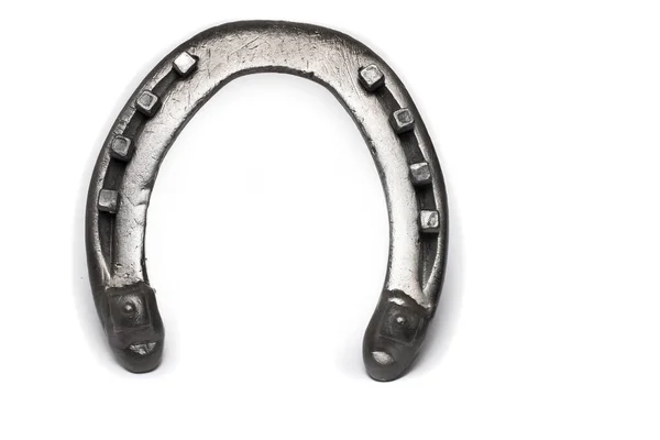 Close Autêntico Usado Calçado Metal Ferradura Aço Com Cabeças Prego — Fotografia de Stock