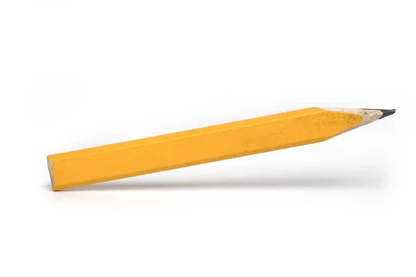 Close Big Thick Carpenter Pencil Yellow Tang Pointed Lead White — Stock Photo, Image