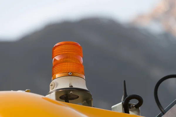 Närbild Orange Gul Roterande Fyr Ficklampa Som Varningslampa Vid Användning — Stockfoto