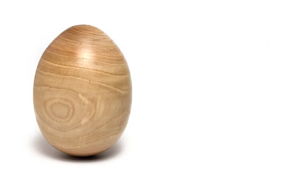 Close Large Hardwood Turned Easter Egg Clearly Visible Wood Grain — Stock Photo, Image