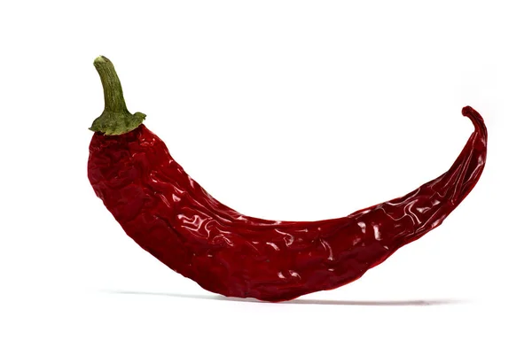 Close Withered Dried Old Red Chili Bell Pepper Pod White — Stock Photo, Image