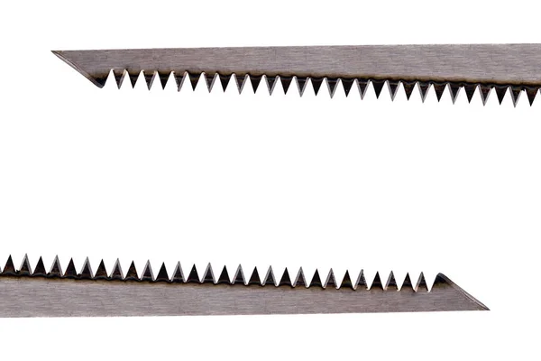 Two Straight Saw Blades Made Steel One Surface Pointing Different — Stock Photo, Image