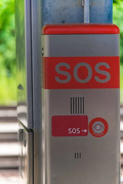 Emergency Sos Call Pillar Column Clearly Visible Emergency Call Button — ストック写真