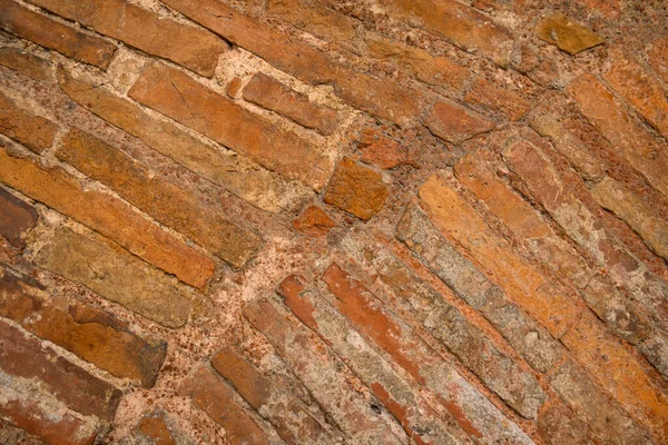 Close Detail Ancient Roman Clay Brick Masonry Wall Passage Arch — Fotografia de Stock