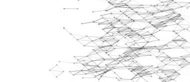 Bağlı nokta ve çizgilerle soyut illüstrasyon. Dijital ağ arka planı. 3B görüntüleme