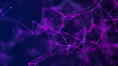 Müzik dalgası. Birbirine bağlı noktalar ve çizgiler olan güzel bir çizim. Dijital ağ arka planı. 3B görüntüleme