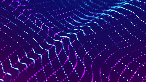音楽の波 接続されたドットや線で美しいイラスト デジタルネットワークの背景 3Dレンダリング — ストック写真