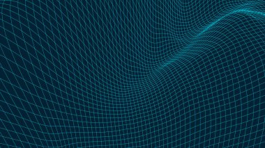 Perspektif ağ arka planı. Karanlık bir arkaplanda basit çizgiler. Vektör çizimi. EPS 10