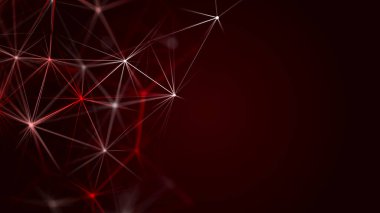 Dijital teknolojik arka plan. Bağlı noktalar ve 3B çizgileri olan soyut yapı.