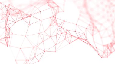 Bağlı nokta ve çizgilerle soyut beyaz arkaplan. Tıbbi geçmişi var. İş sunumları için arka plan. 3B görüntüleme