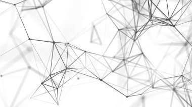 Bağlı nokta ve çizgilerle soyut illüstrasyon. Dijital ağ arka planı. 3B görüntüleme