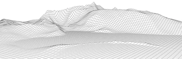 Wireframe Landschaft Hintergrund Detaillierte Linien Auf Weißem Hintergrund Vektorillustration Eps — Stockvektor