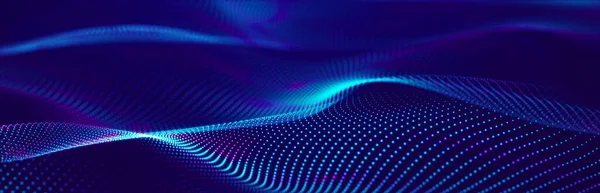 Teilchenstrom Blauer Wellenhintergrund Mit Vielen Glühenden Teilchen Hintergrund Der Informationstechnologie — Stockfoto