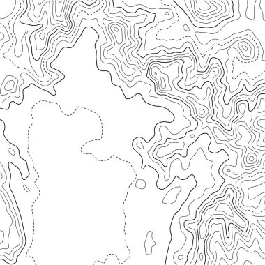 Beyaz zemin üzerinde çizgiler olan topografik harita. Coğrafi harita konsepti. Vektör çizimi. EPS 10