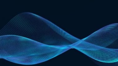 Güzel dalga. Noktaların dalga hareketi. Bilim, teknoloji, iş dünyası, uzay kavramı. Pankart, duvar kağıdı Döngülü animasyon 4K