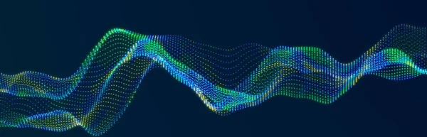 빛나는 점들이 추상적 물결의 배경입니다 데이터 스트림 기술의 음악의 렌더링 — 스톡 사진