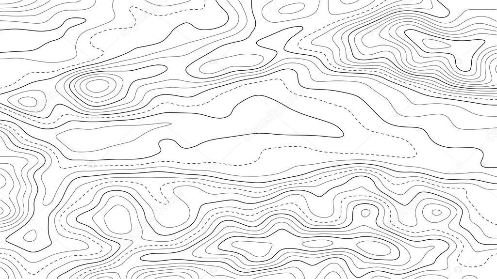 Topographic map with lines on a white background. Geographic map concept. Vector illustration. EPS 10