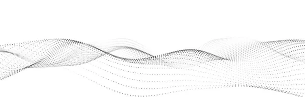 Vlna Tekoucích Částic Bílém Pozadí Abstraktní Pozadí Dynamickými Prvky Vln — Stock fotografie