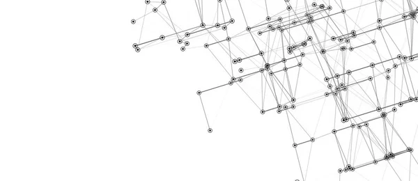 Streszczenie Ilustracji Połączonymi Kropkami Liniami Tło Sieci Cyfrowej Renderowanie — Zdjęcie stockowe